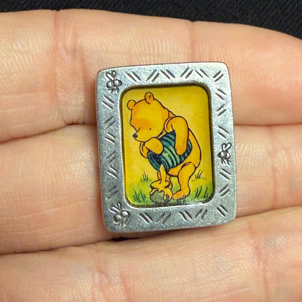 Disney Danforth Pewter Winnie the Pooh Honey Pot Frame Lapel Pin Vintage Style
